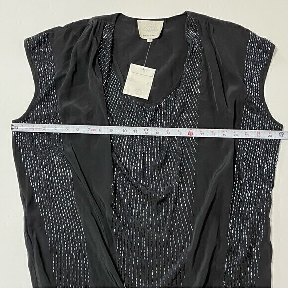 Madison Marcus Black Beaded Top Blouse Silk Size XS - Picture 3 of 7